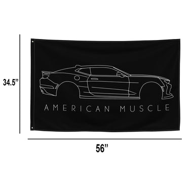6th Gen Camaro Garage Flag with dimensions